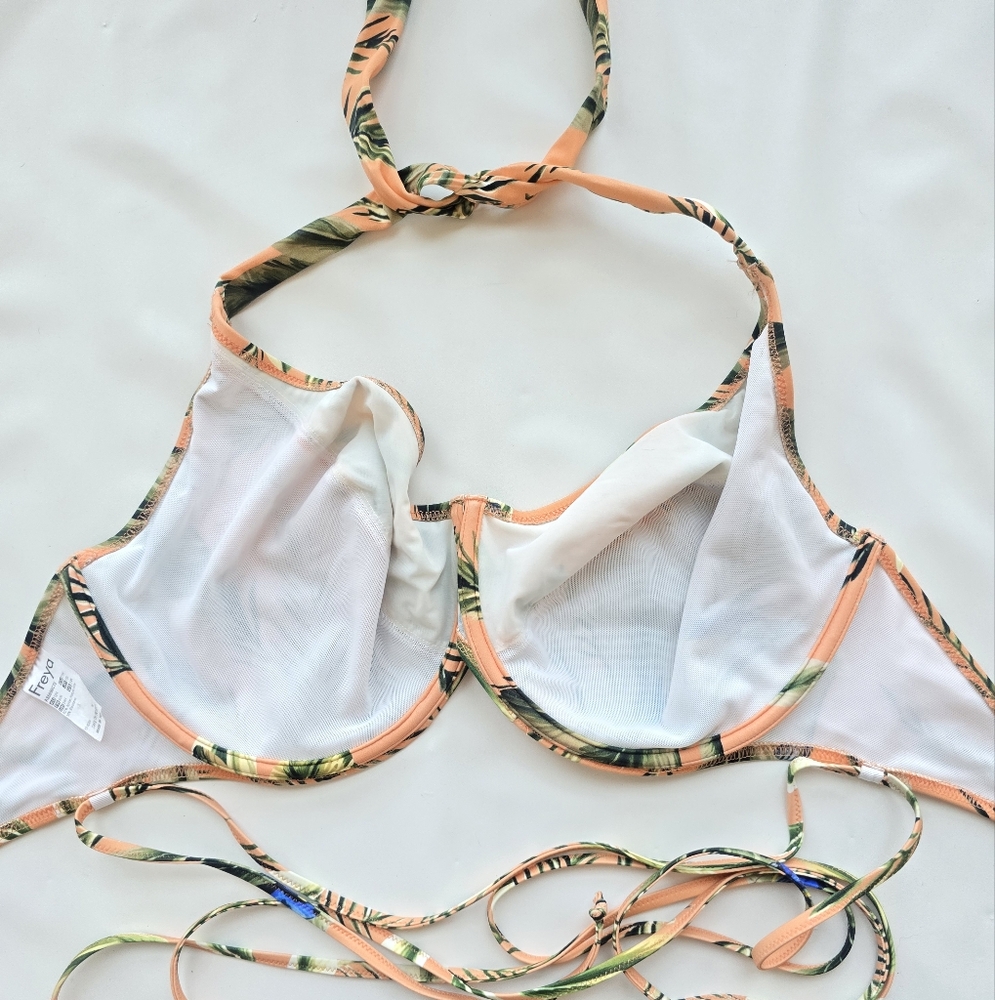 Freya Tropical Print Halter Bikini Top Birds In Paradise Full Figure Bust 34K - Picture 12 of 12